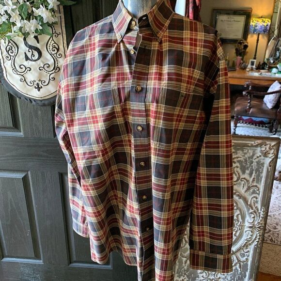 Orvis plaid long sleeve mesh bottom dress shirt M - Picture 1 of 7